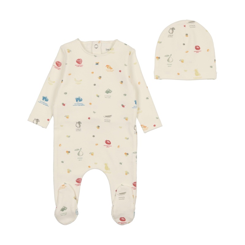 Bee & Dee Fruit Print Footie/Beanie